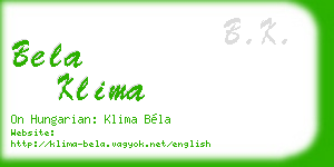 bela klima business card