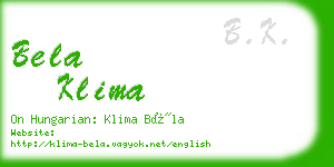 bela klima business card